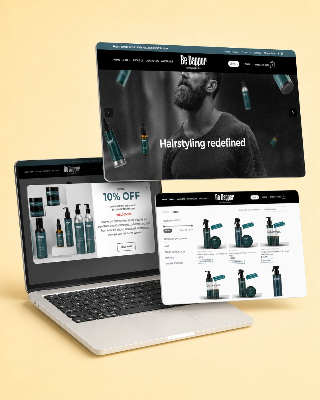 BeDapper Shopify Hair Styling Products Ecommerce Website website project